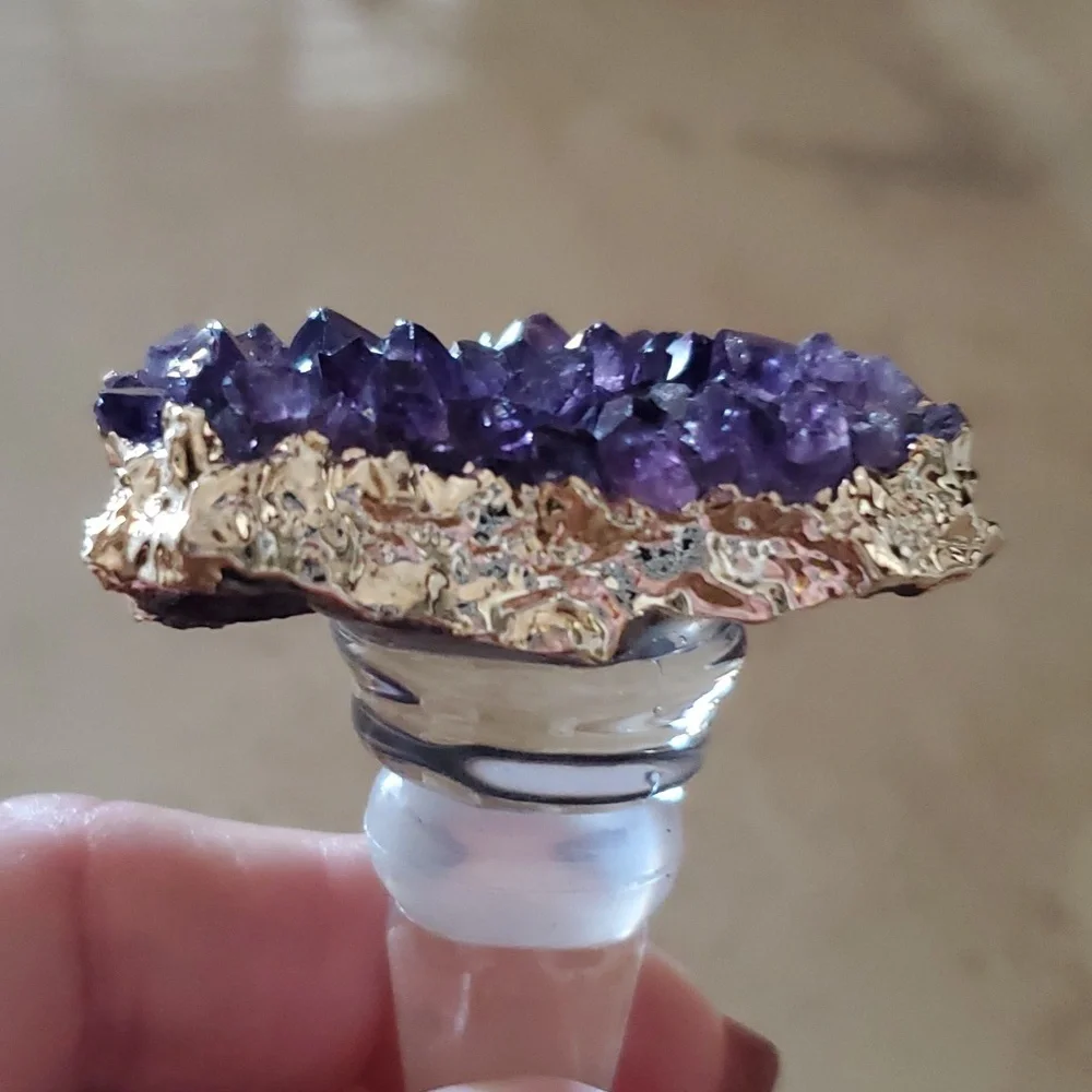 Genuine Amethyst Crystal Bottle Stopper nwot